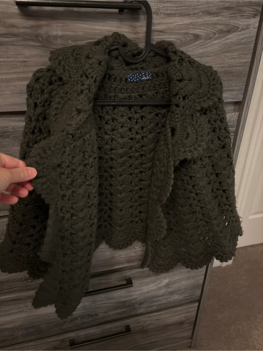 Crochet Cardigan - Olive Green image indicator(4)