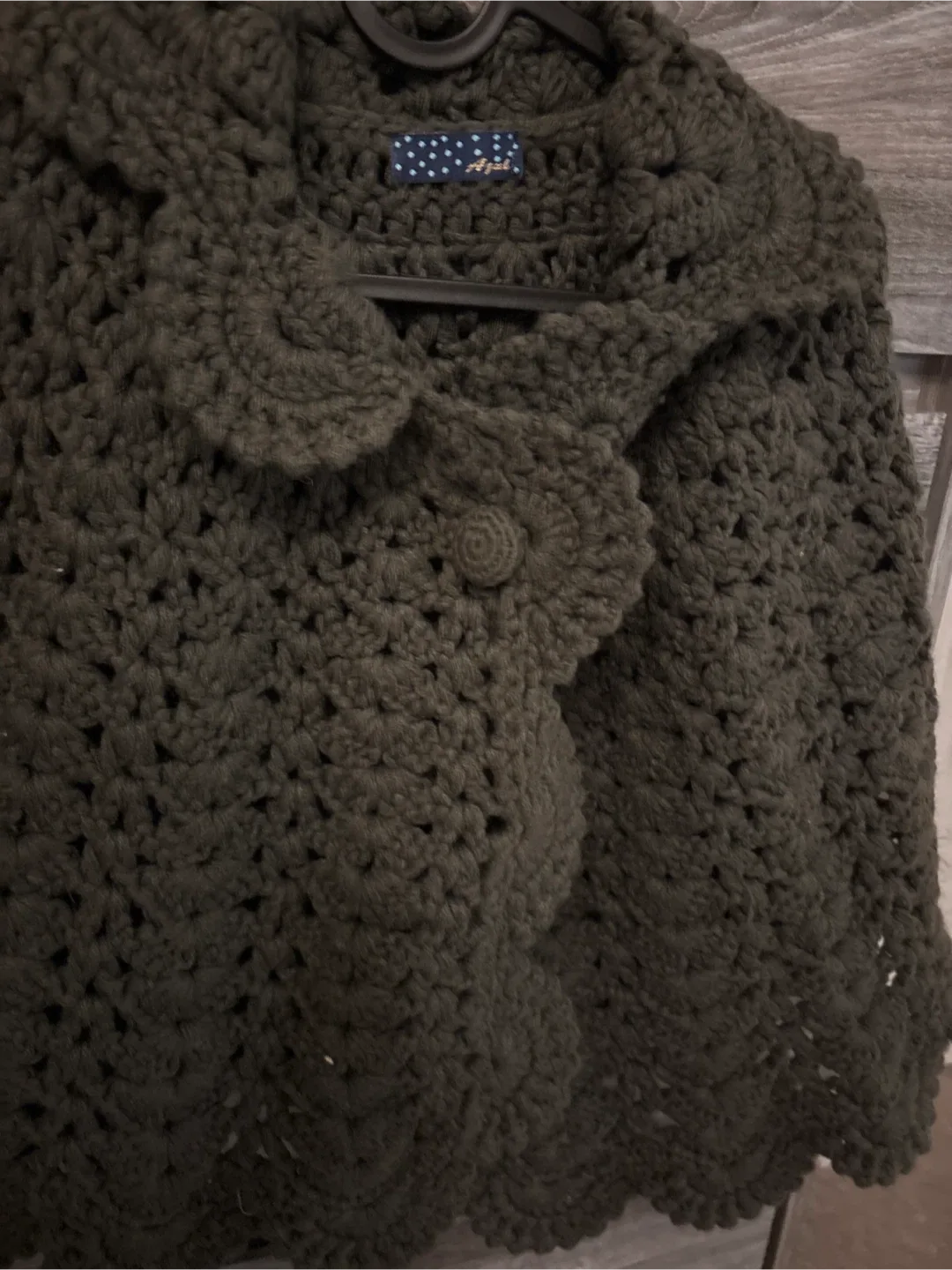 Crochet Cardigan - Olive Green image indicator(3)