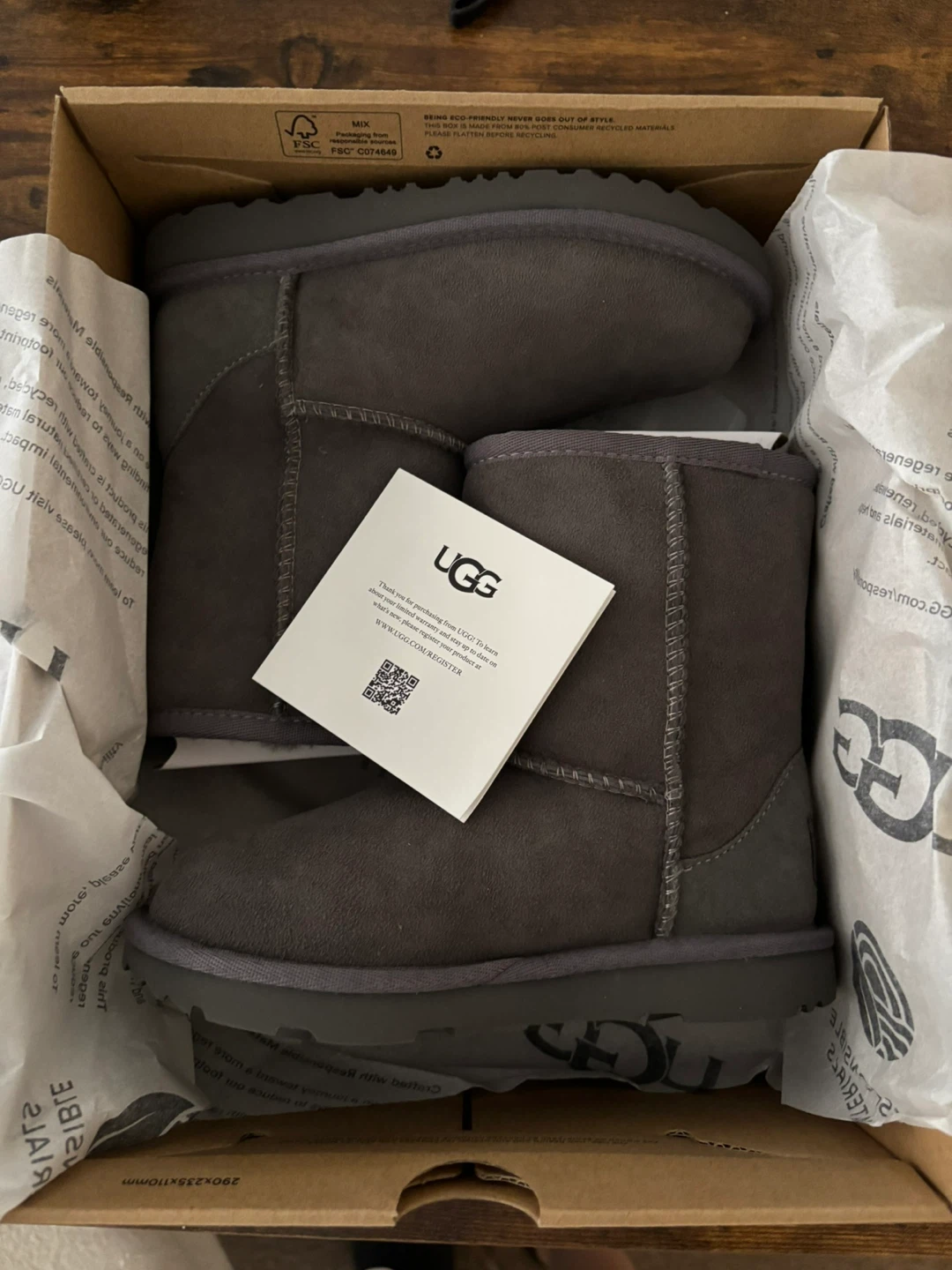 UGG T Classic II Grey Boots - Size 12 (US)