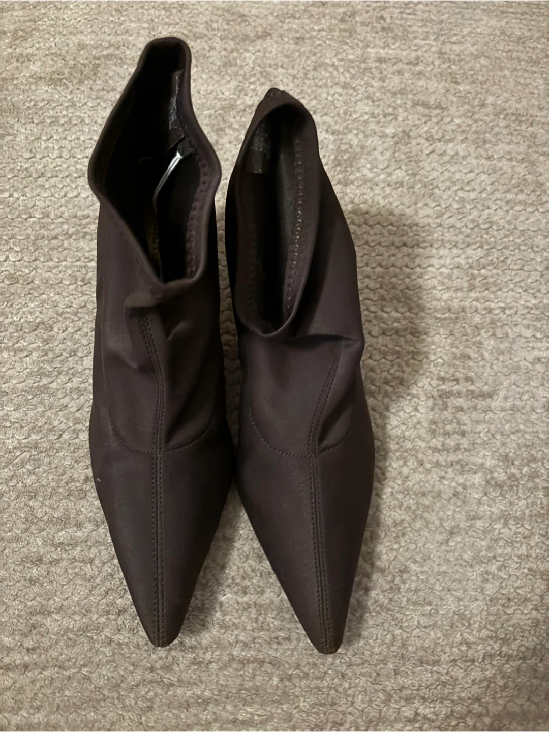 Prediction Brown fabric Heeled Booties Size 6 1/2