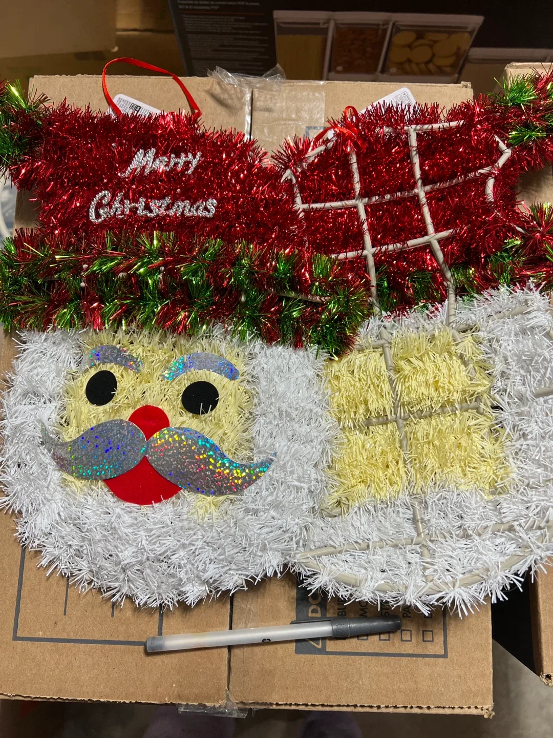 5 Christmas Decorations - 2Santa、2ribbon& Wreath image indicator(3)