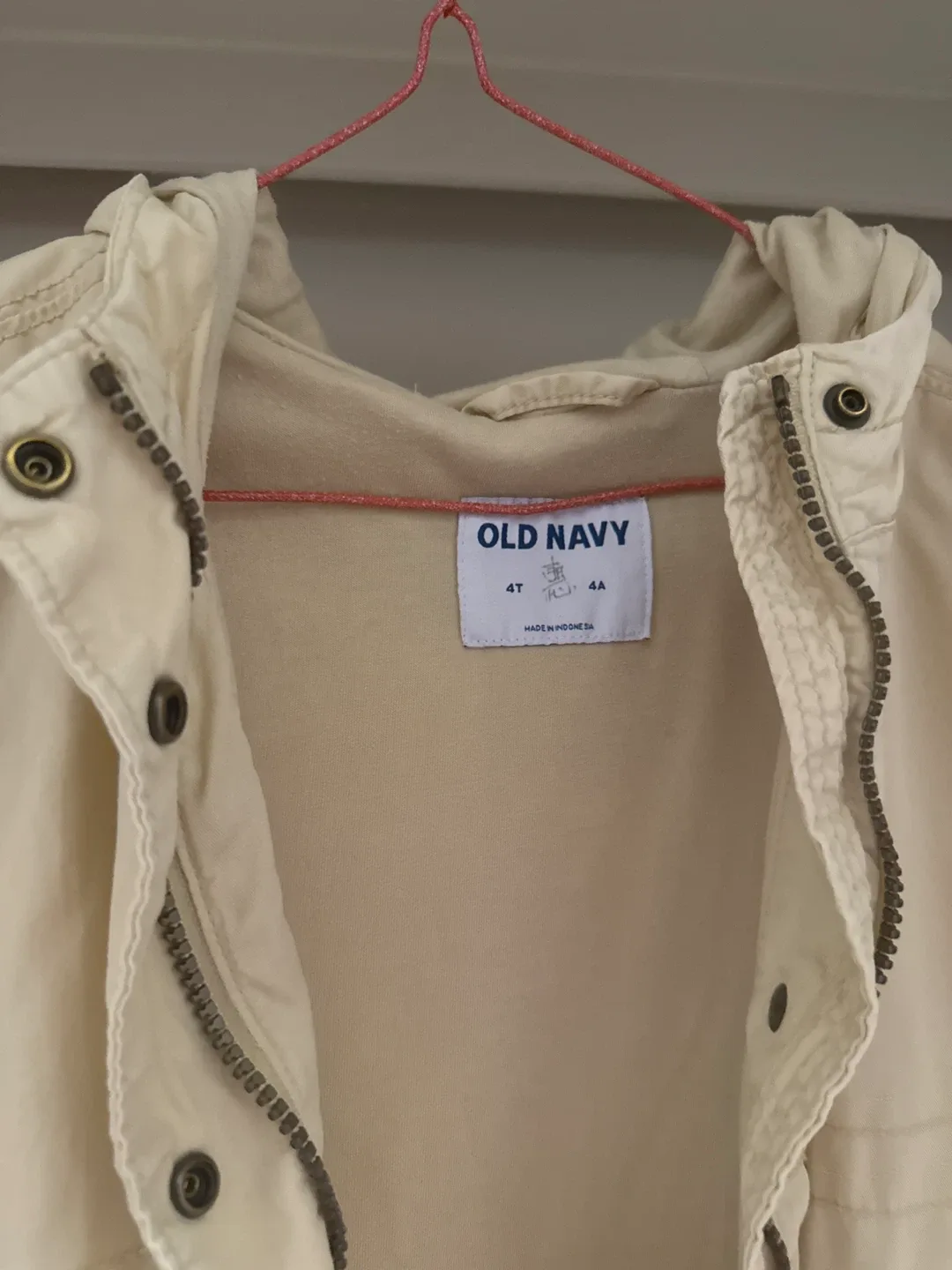 Old Navy 4T Beige Hooded Jacket image indicator(2)