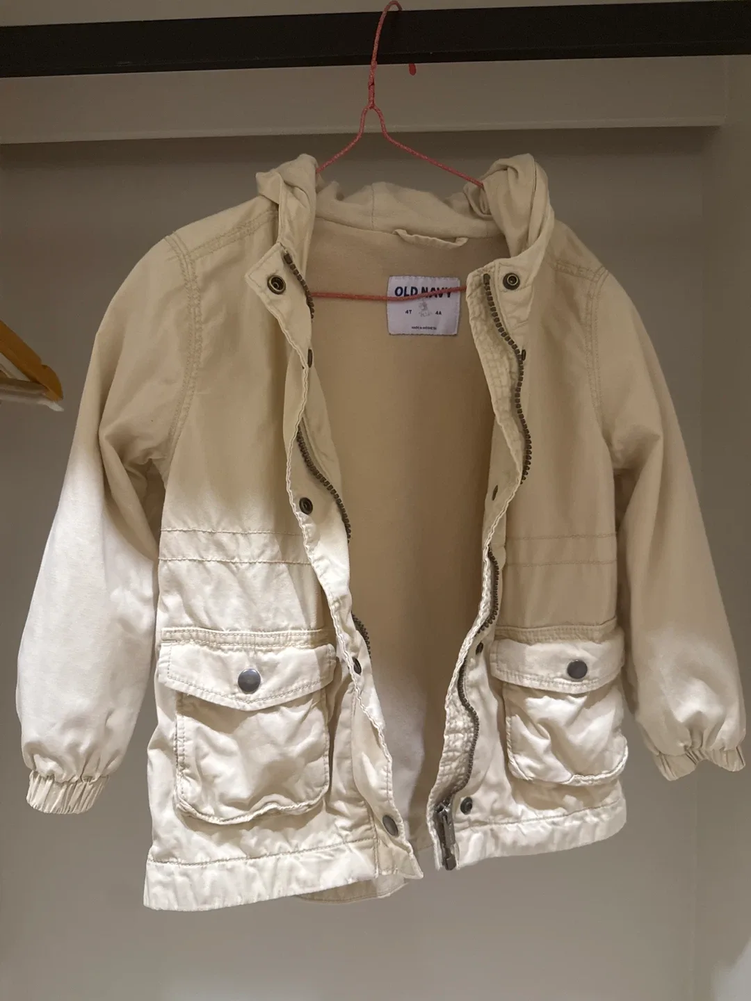 Old Navy 4T Beige Hooded Jacket thumbnail