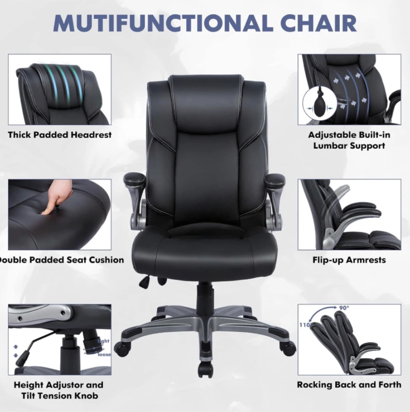 Black Multifunctional Office Chair - photo 5