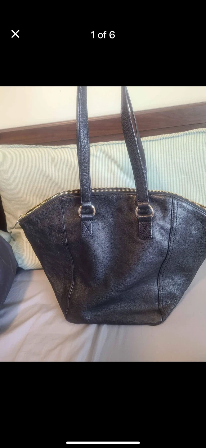 DKNY Black Leather Tote Bag