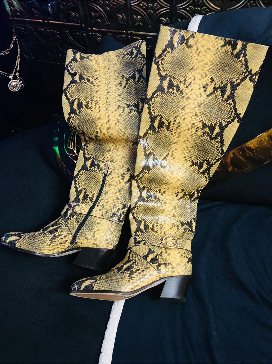 Jimmy Choo Snakeskin Knee High Boots - Size 39 thumbnail