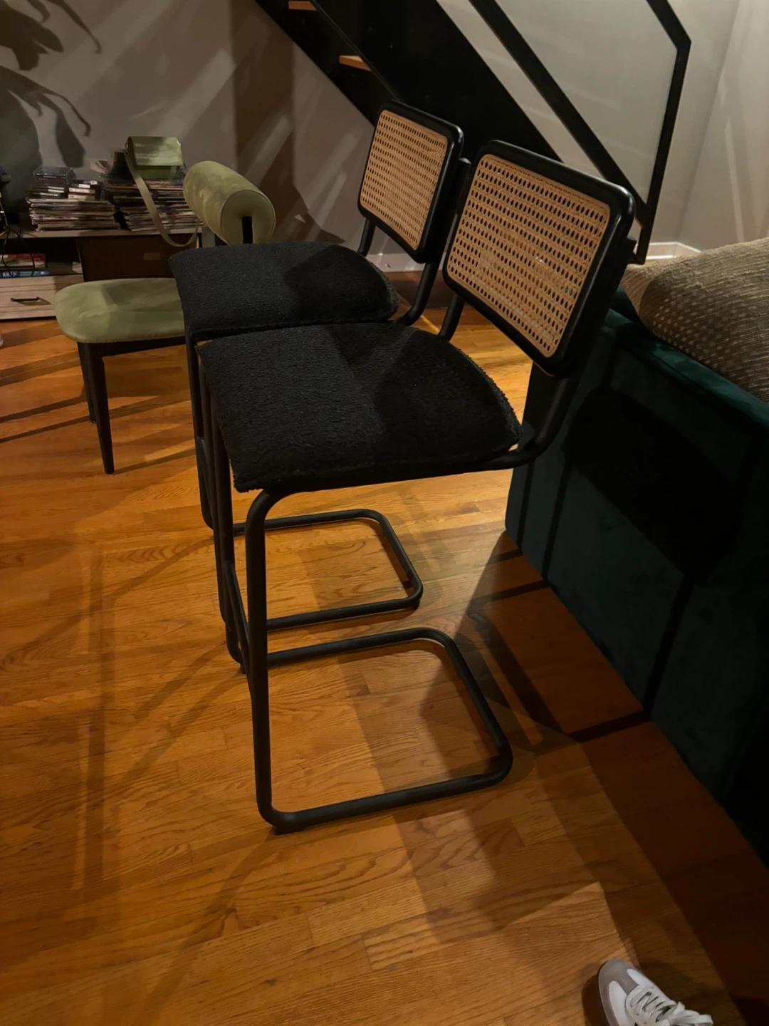 2 Black Rattan Bar Stools - photo 2