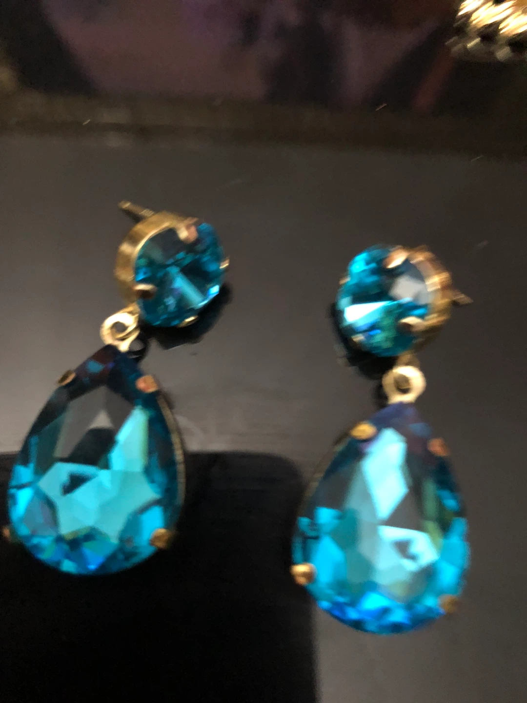 Swarovski Teardrop Blue Earrings