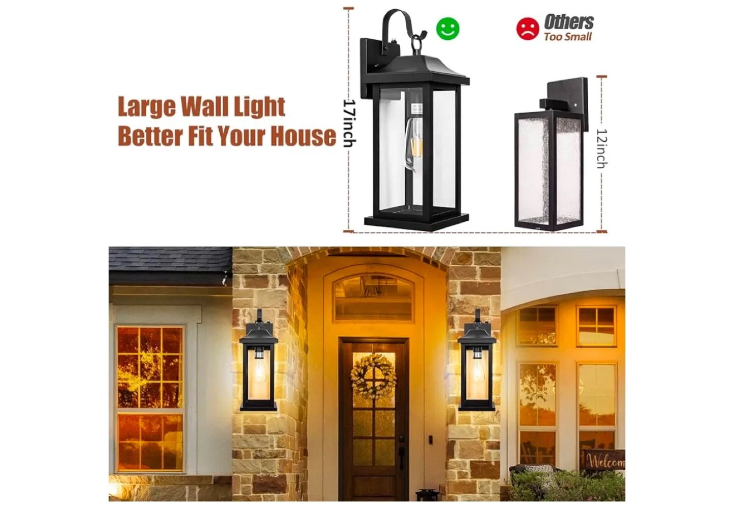 Outdoor Wall Light Fixture - Black Lantern image indicator(5)