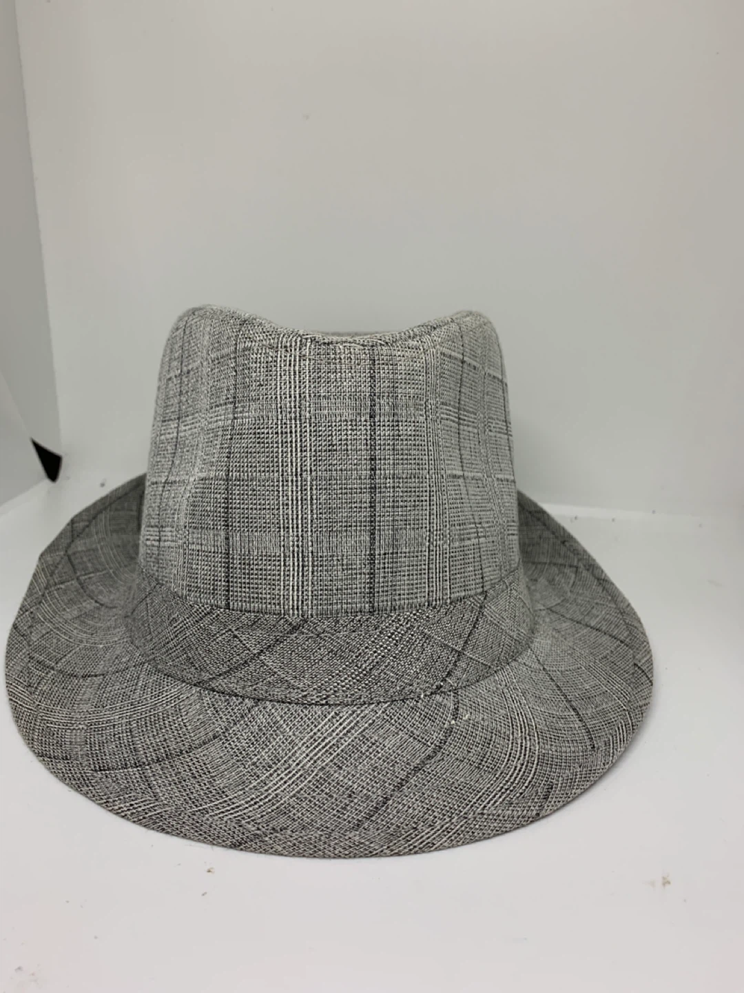 Grey Plaid Fedora Hat - Size 57 - photo 4
