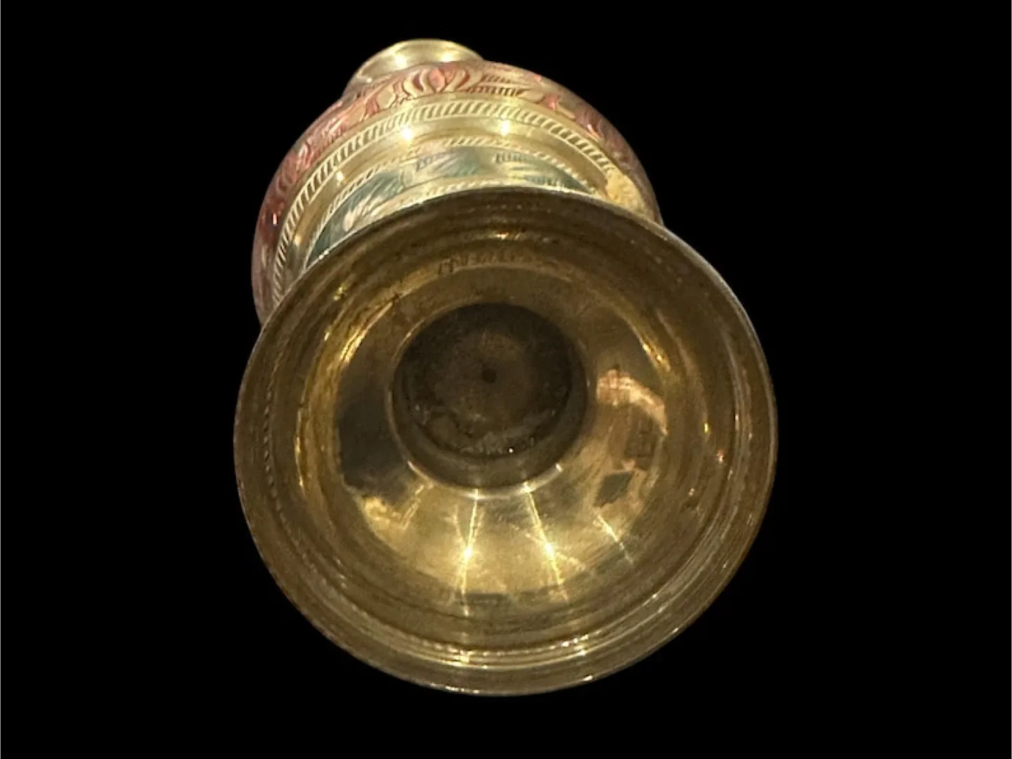 Vintage Brass Vase with Etched Floral Design image indicator(6)