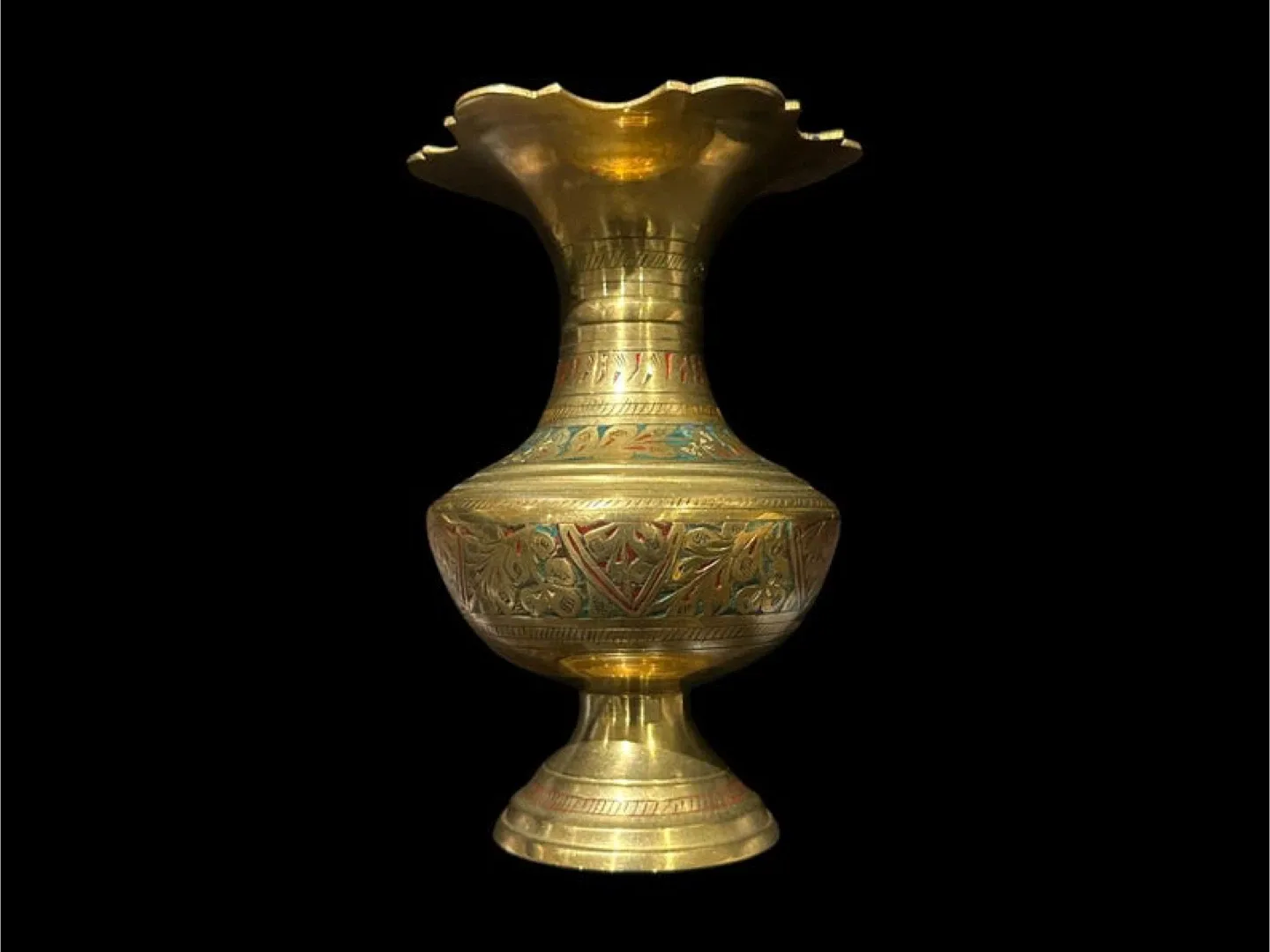 Vintage Etched Brass Vase Indian Decor image indicator(5)