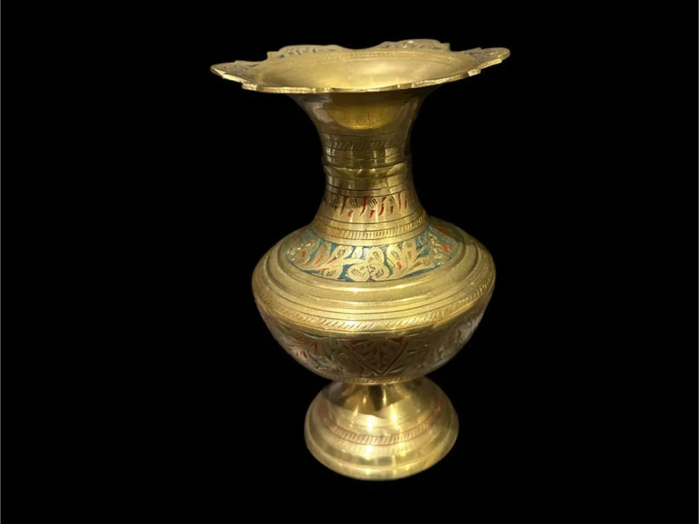 Vintage Etched Brass Vase Indian Decor image indicator(3)