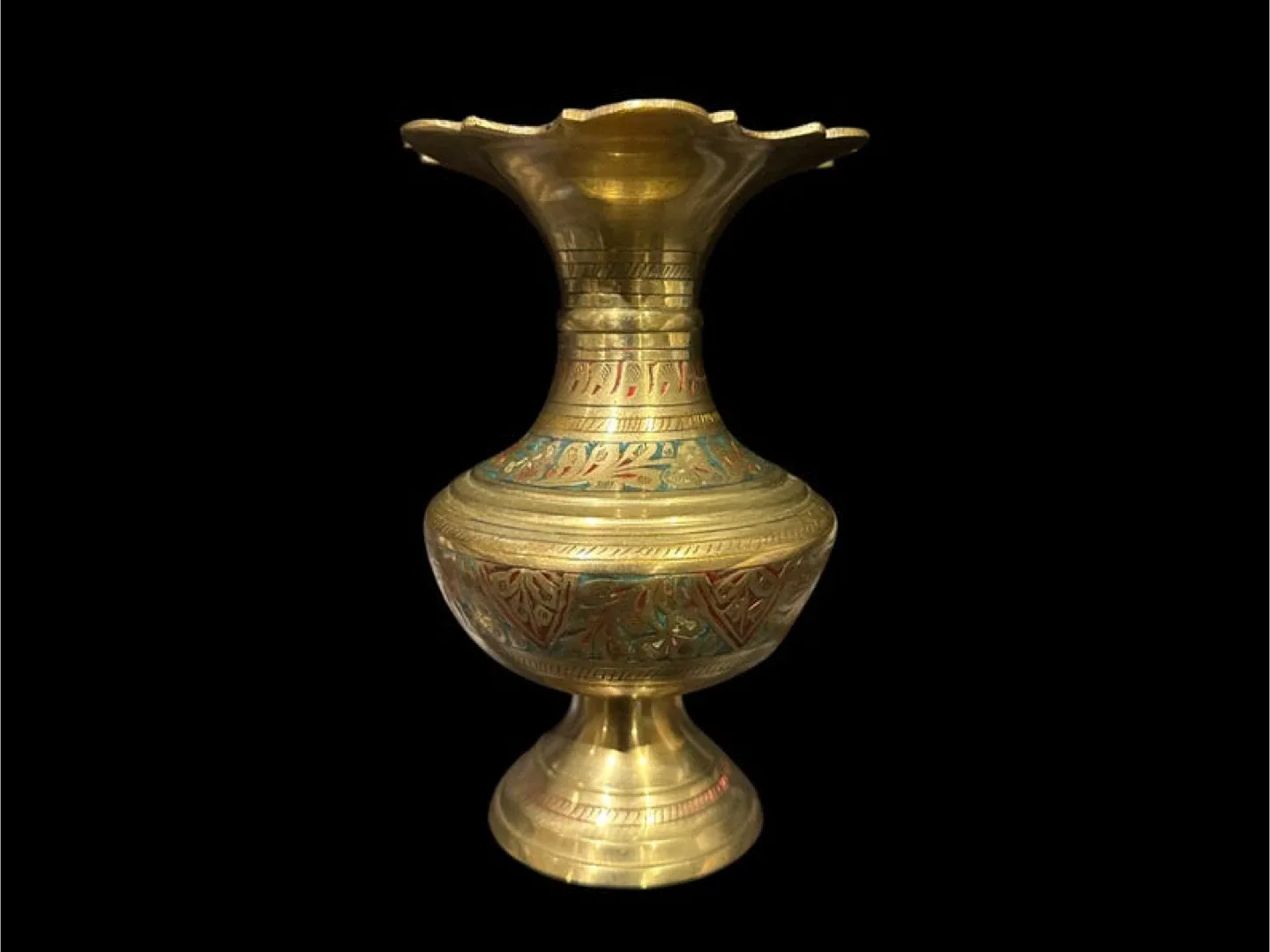 Vintage Etched Brass Vase Indian Decor image indicator(4)