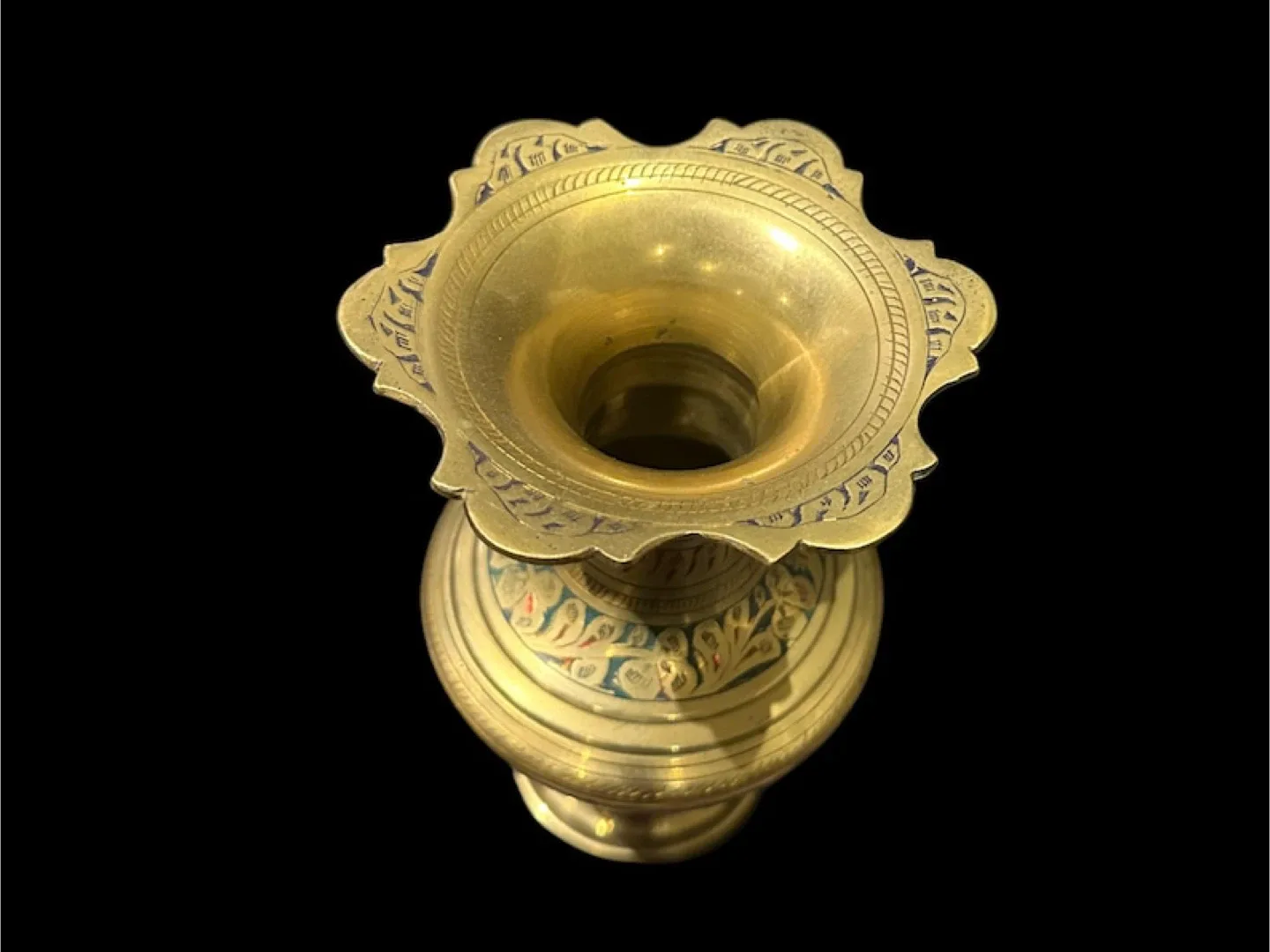 Vintage Etched Brass Vase Indian Decor image indicator(6)