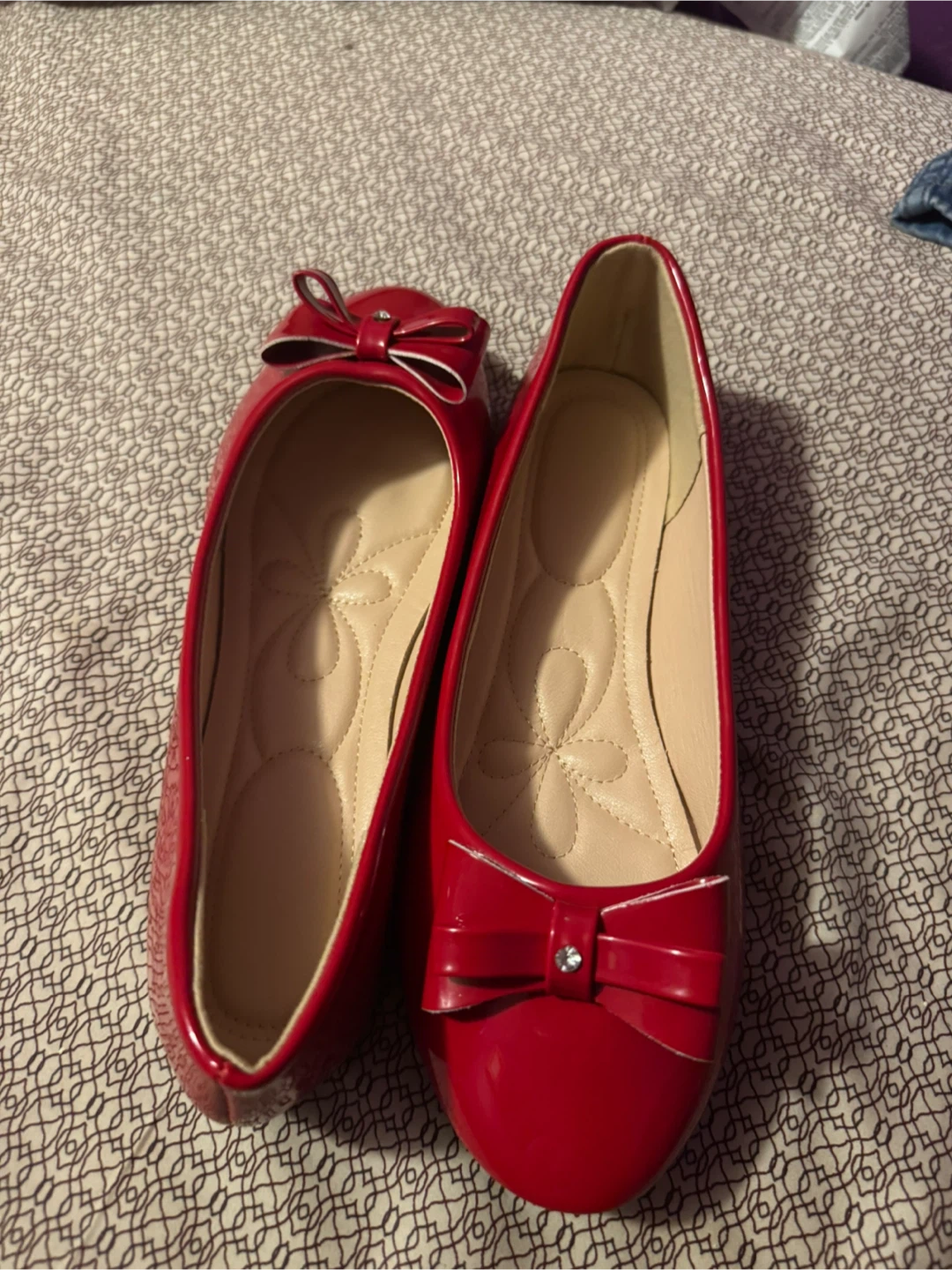 Red Ballet Flats with Bow Detail - photo 3