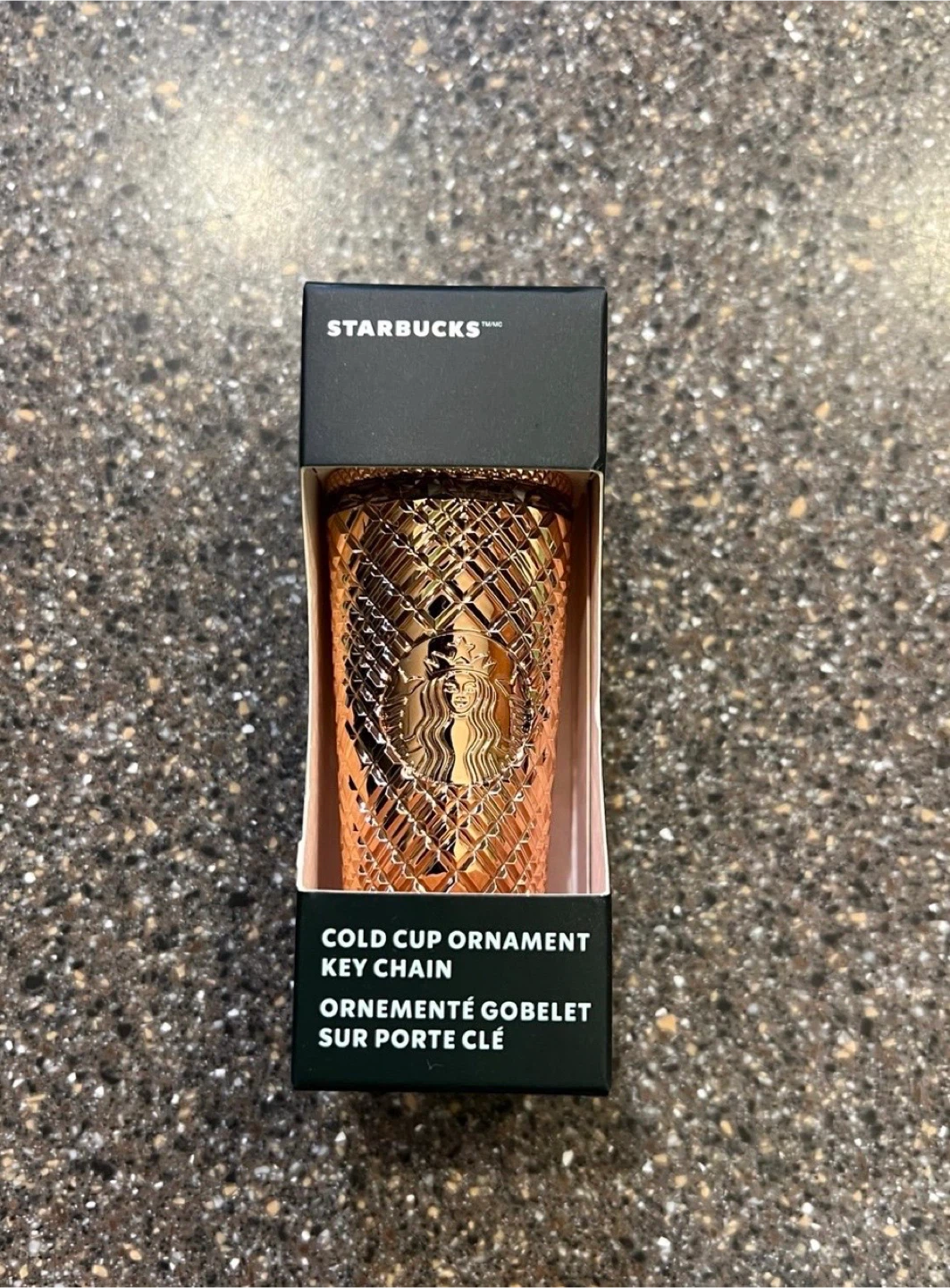 NWT 2023 Starbucks Rose Gold Cold Cup Ornament/Key Chain.