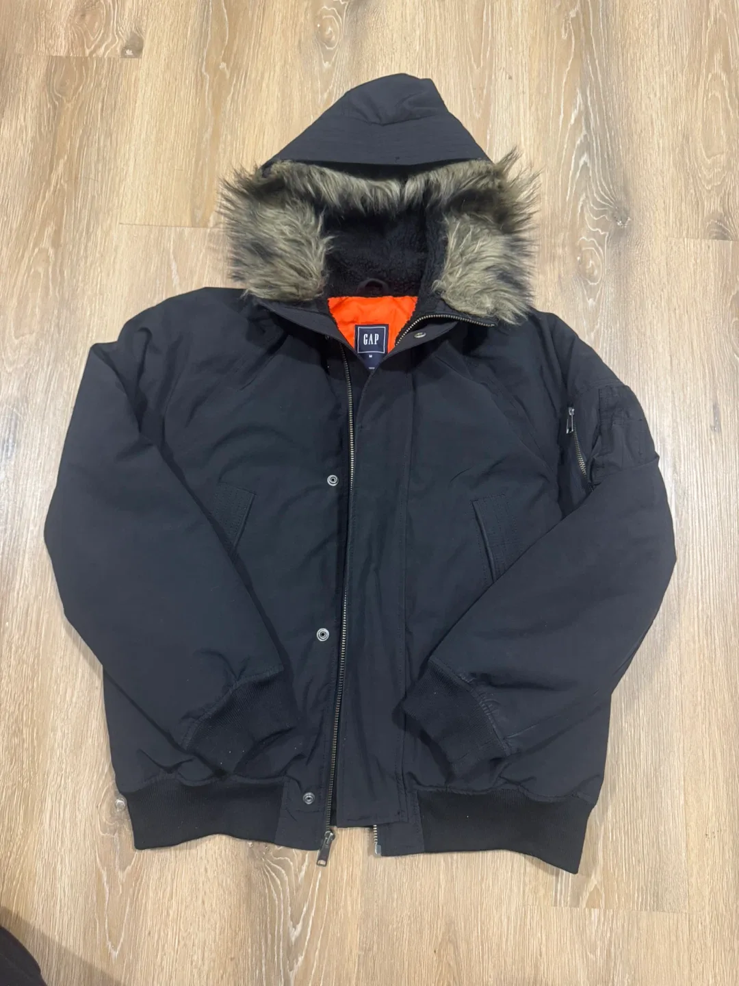 GAP Mens Black Parka Jacket Size Medium thumbnail