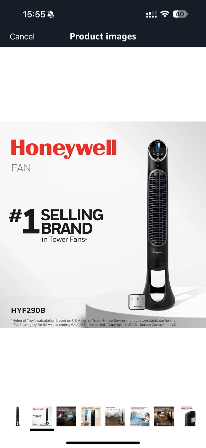 Honeywell QuietSet 8 Tower Fan - Like New! - photo 2