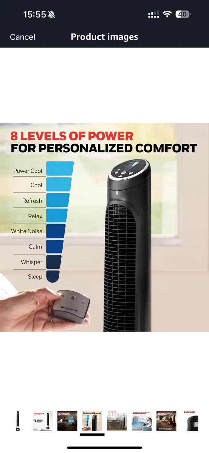 Honeywell QuietSet 8 Tower Fan - Like New! image indicator(4)