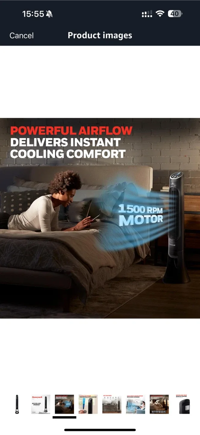 Honeywell QuietSet 8 Tower Fan - Like New! image indicator(3)