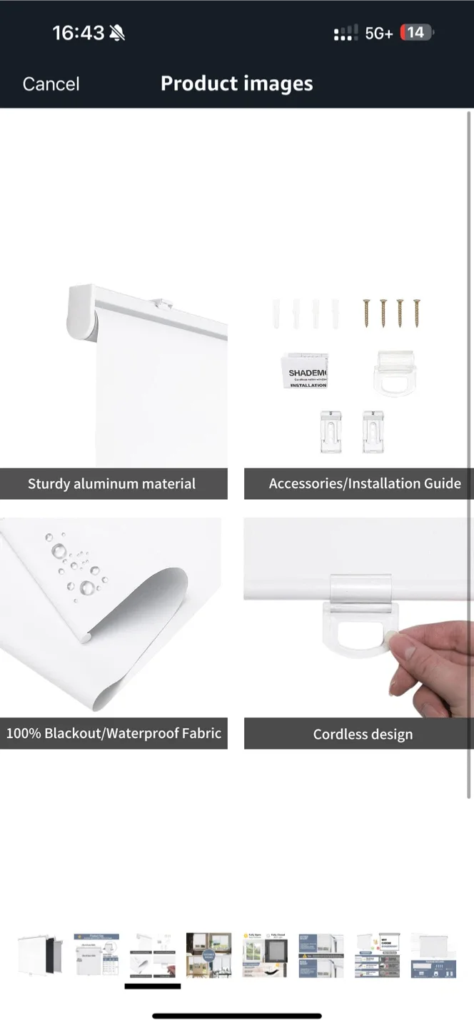 White Roller Window Shade 50"W x 72"H 35 each image indicator(3)