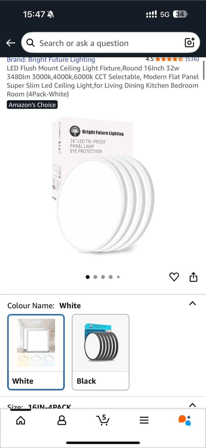 Bright Future Lighting LED Ceiling Light - White, 16 inch - photo 3