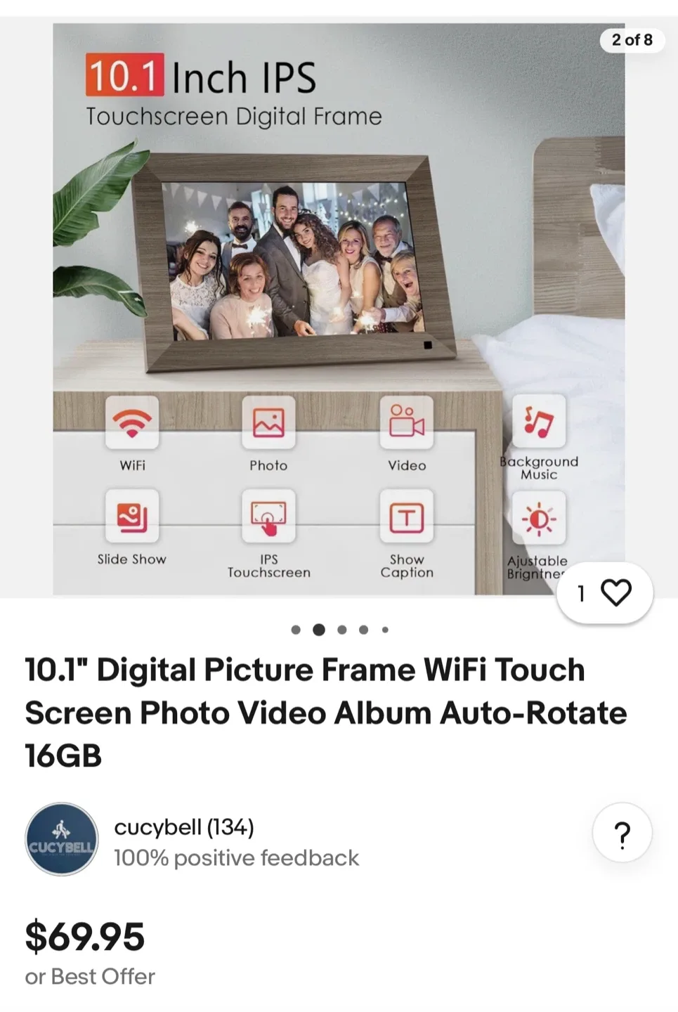Cucybell 10.1" Digital Photo Frame - Like New! image indicator(3)