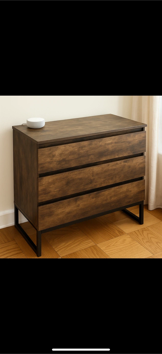 Brown Wood 3-Drawer Dresser
