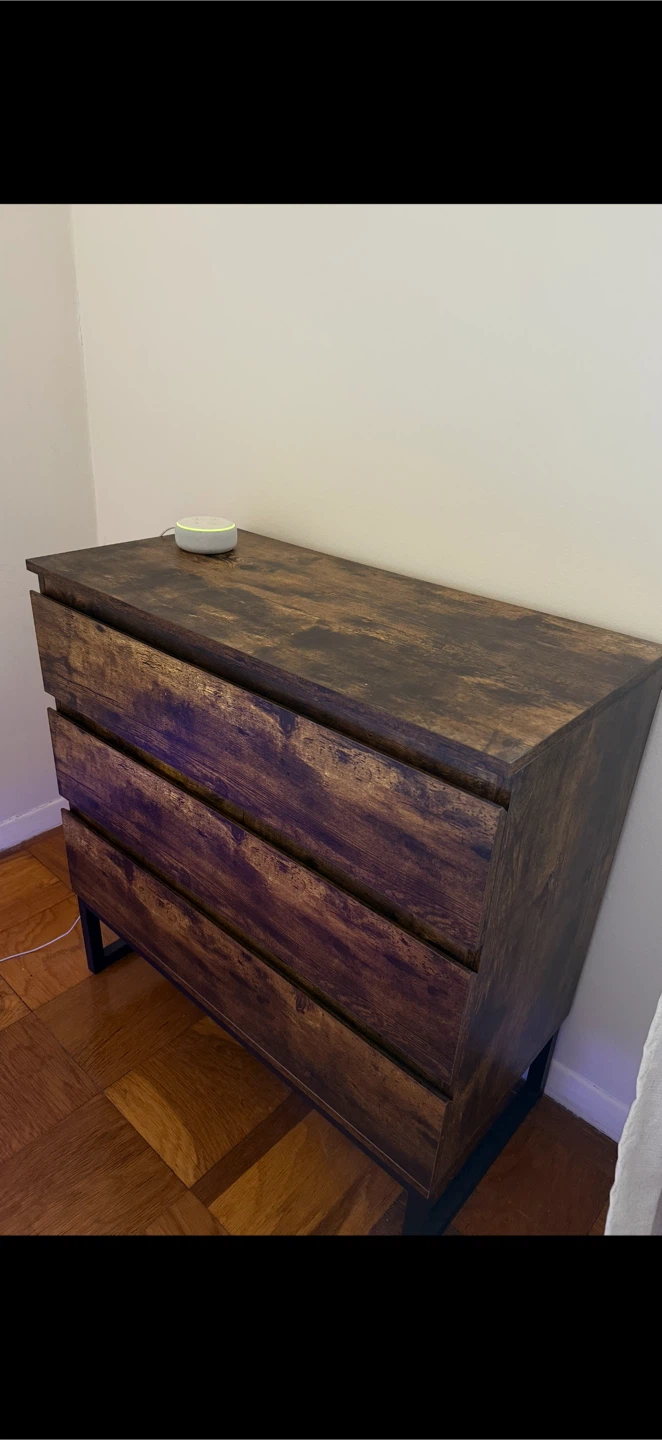 Brown Wood 3-Drawer Dresser - photo 3