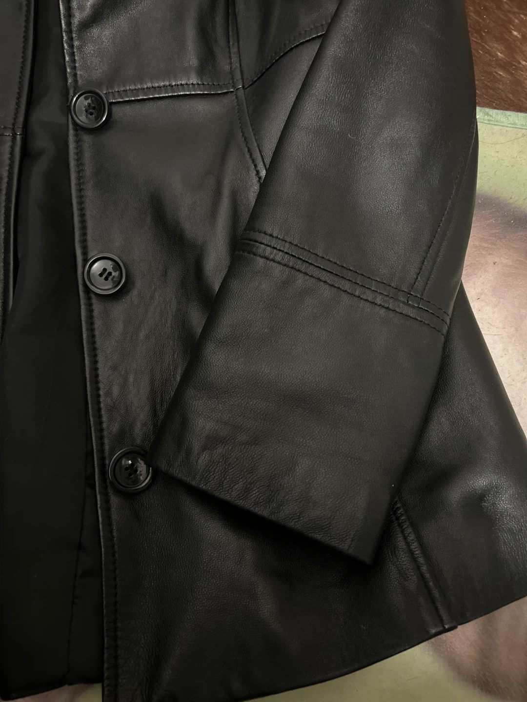DANIER Black Leather Jacket Size 2XS/2TP - photo 3
