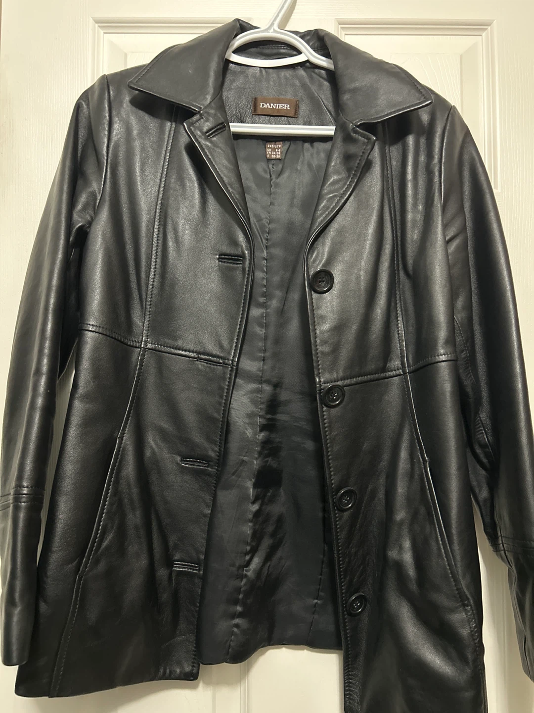 DANIER Black Leather Jacket Size 2XS/2TP