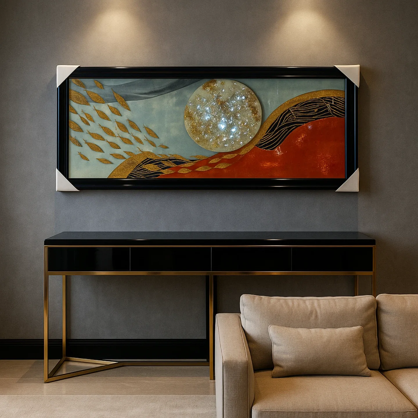 Framed Fish & Moon Wall Art image indicator(2)