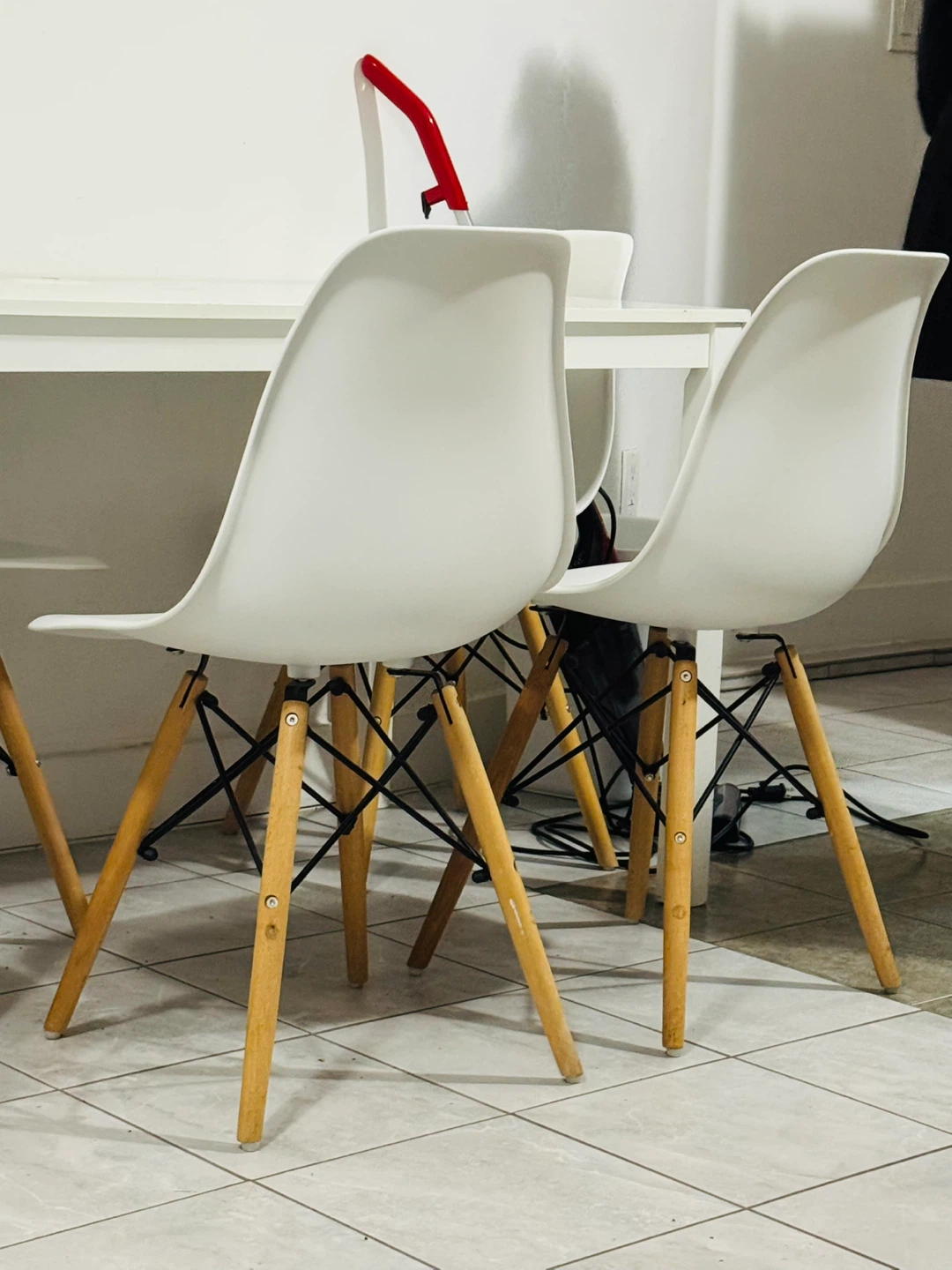 Set of 4 White Eames Style Dining Chairs
