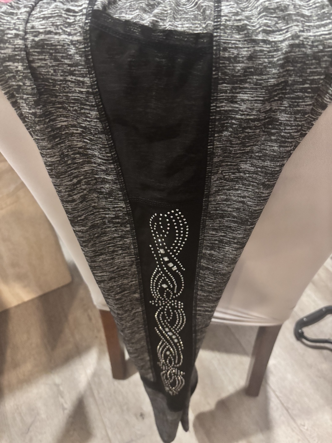 Gray & Black Embellished rhinestone Leggings - photo 5
