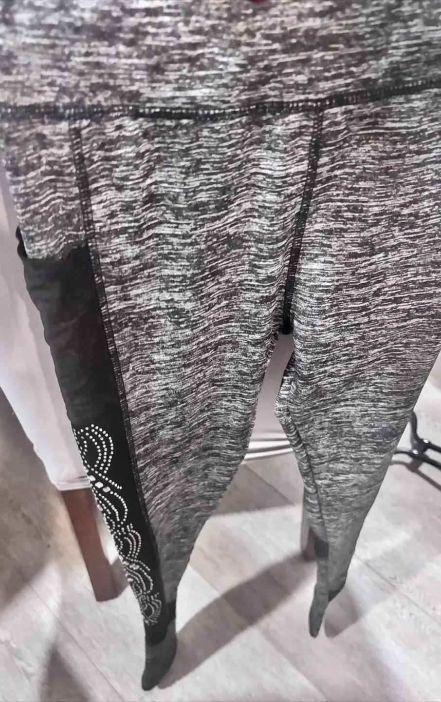 Gray & Black Embellished rhinestone Leggings image indicator(8)