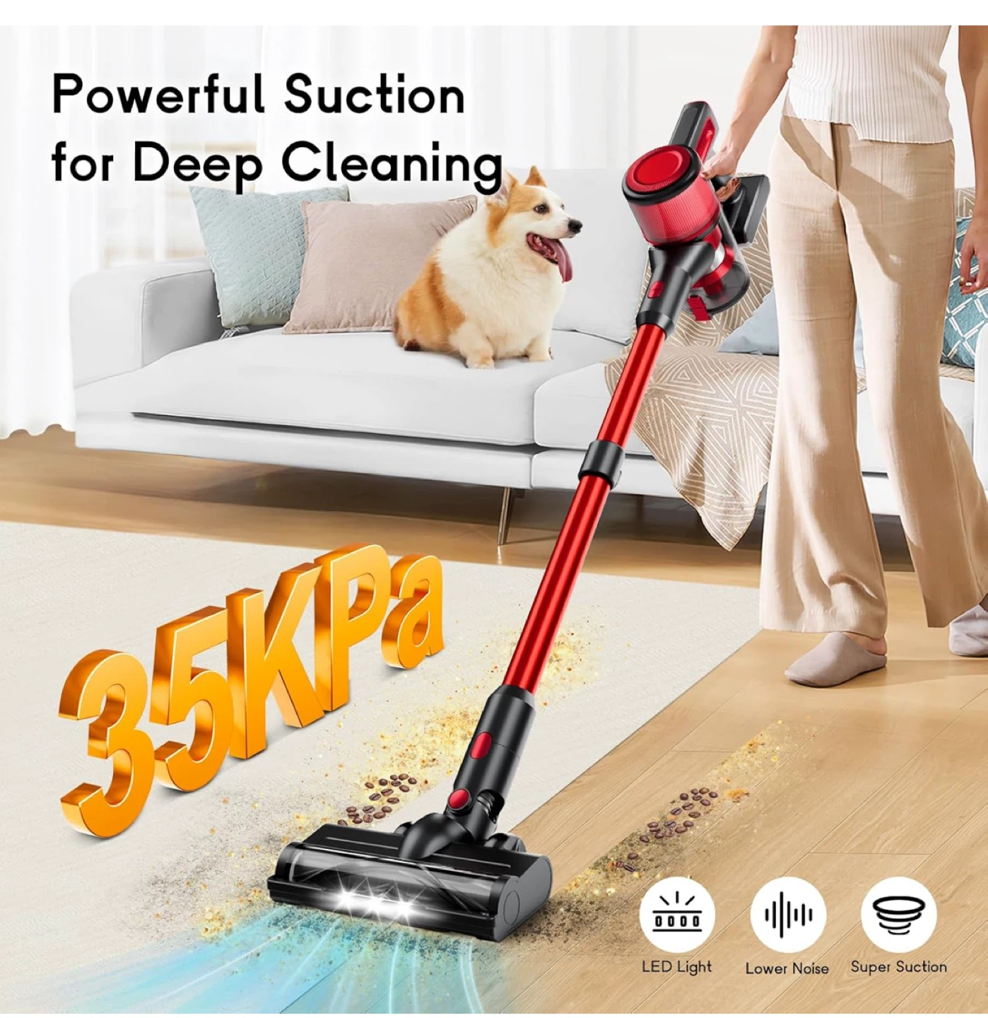 Cordless Stick Vacuum Cleaner - Red & Black - photo 3
