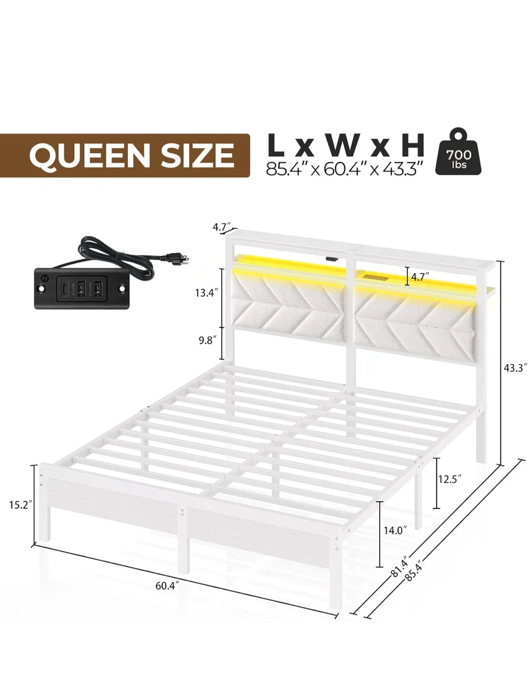 Queen Size Bed Frame with Storage Headboard image indicator(2)