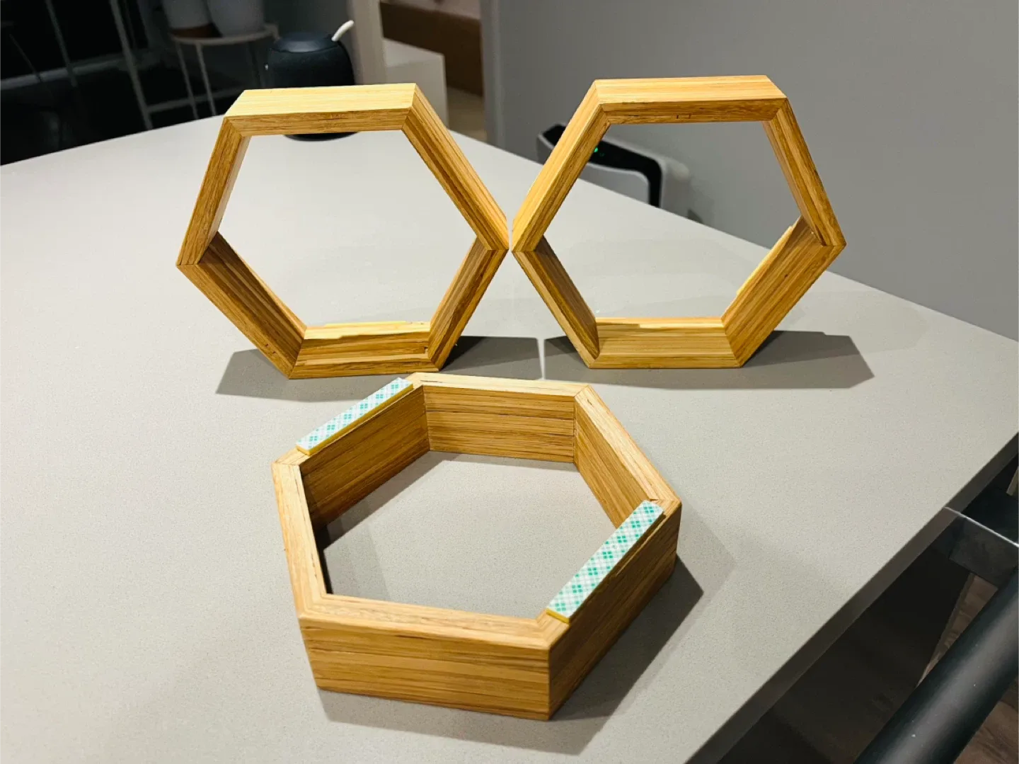 Hexagon Wood Wall Shelves (Set of 3) image indicator(2)