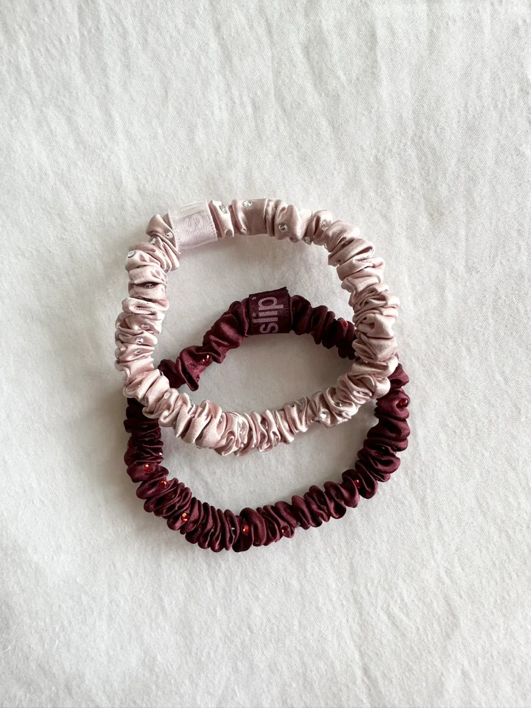 New SLIP 100% Silk Scrunchies Crystal Edition - Pink & Plum thumbnail