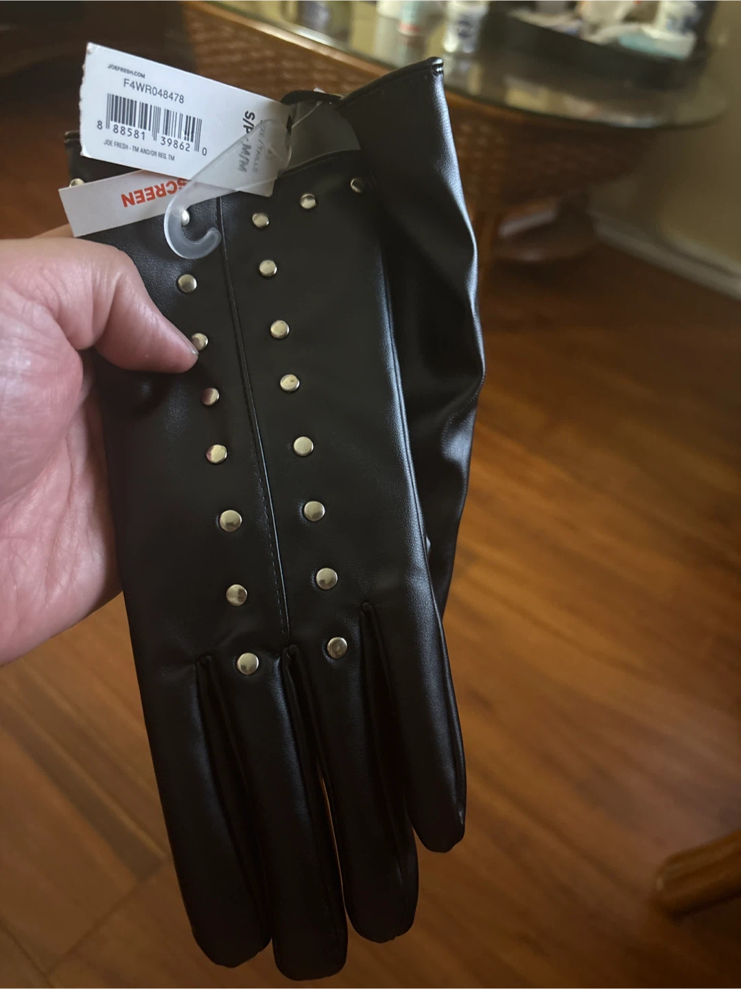 Joe Fresh Black Studded Gloves - Size S/M