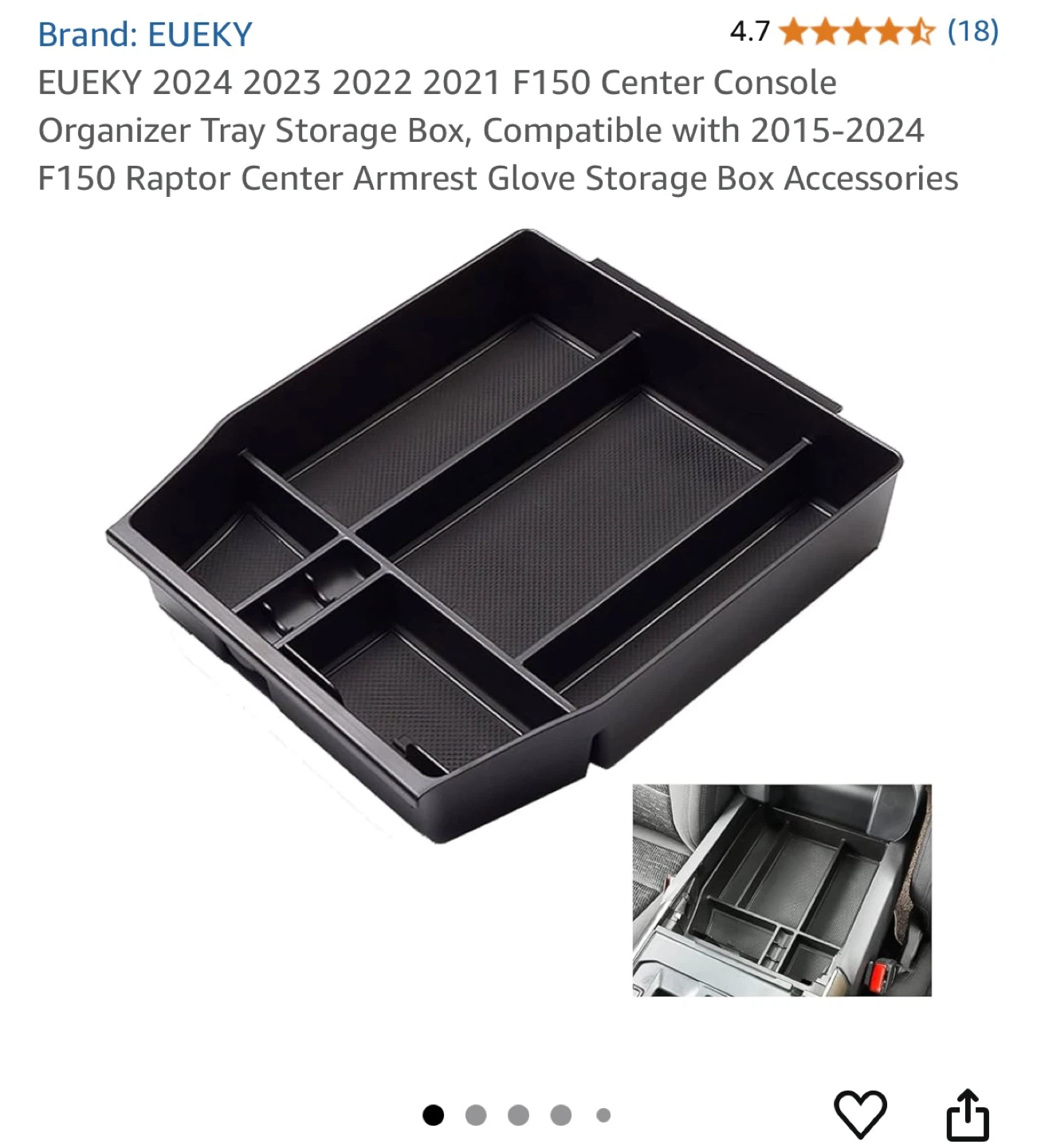 EUEKY F150 Center Console Organizer Tray - NEW