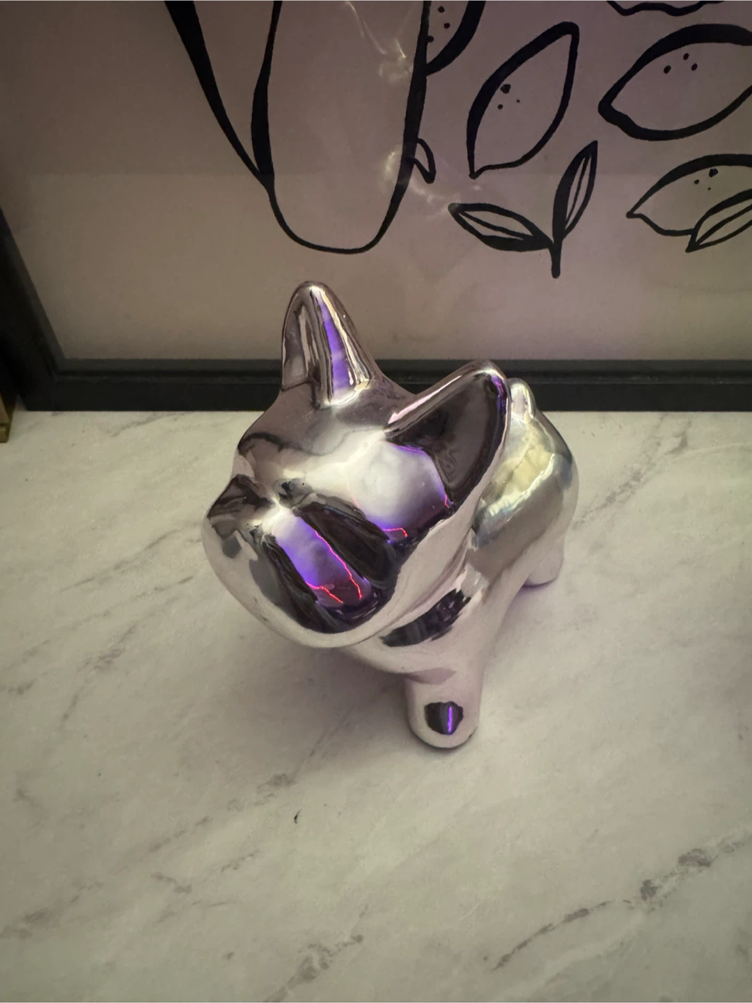 Silver Pink French Bulldog Piggy Bank - photo 3