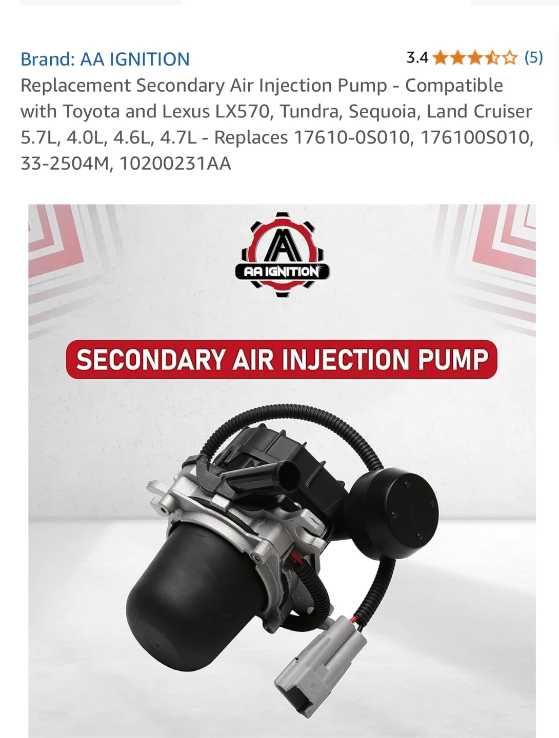 AA Ignition Secondary Air Injection Pump - photo 3