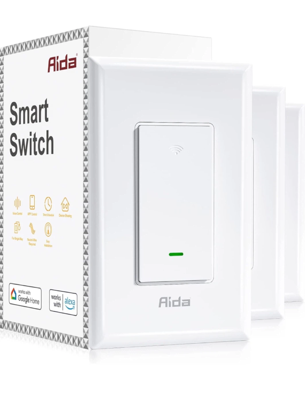 Aida Smart Switch - Single Pole, White
