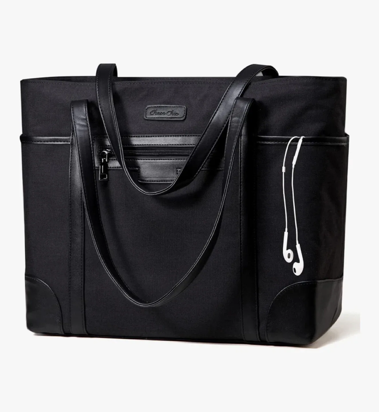 Chase Chic Black laptop Tote Bag thumbnail