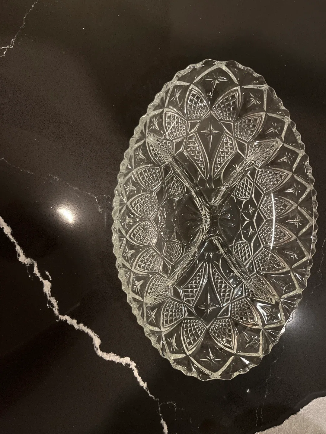 Divided Glass Serving Dish - Like New! thumbnail