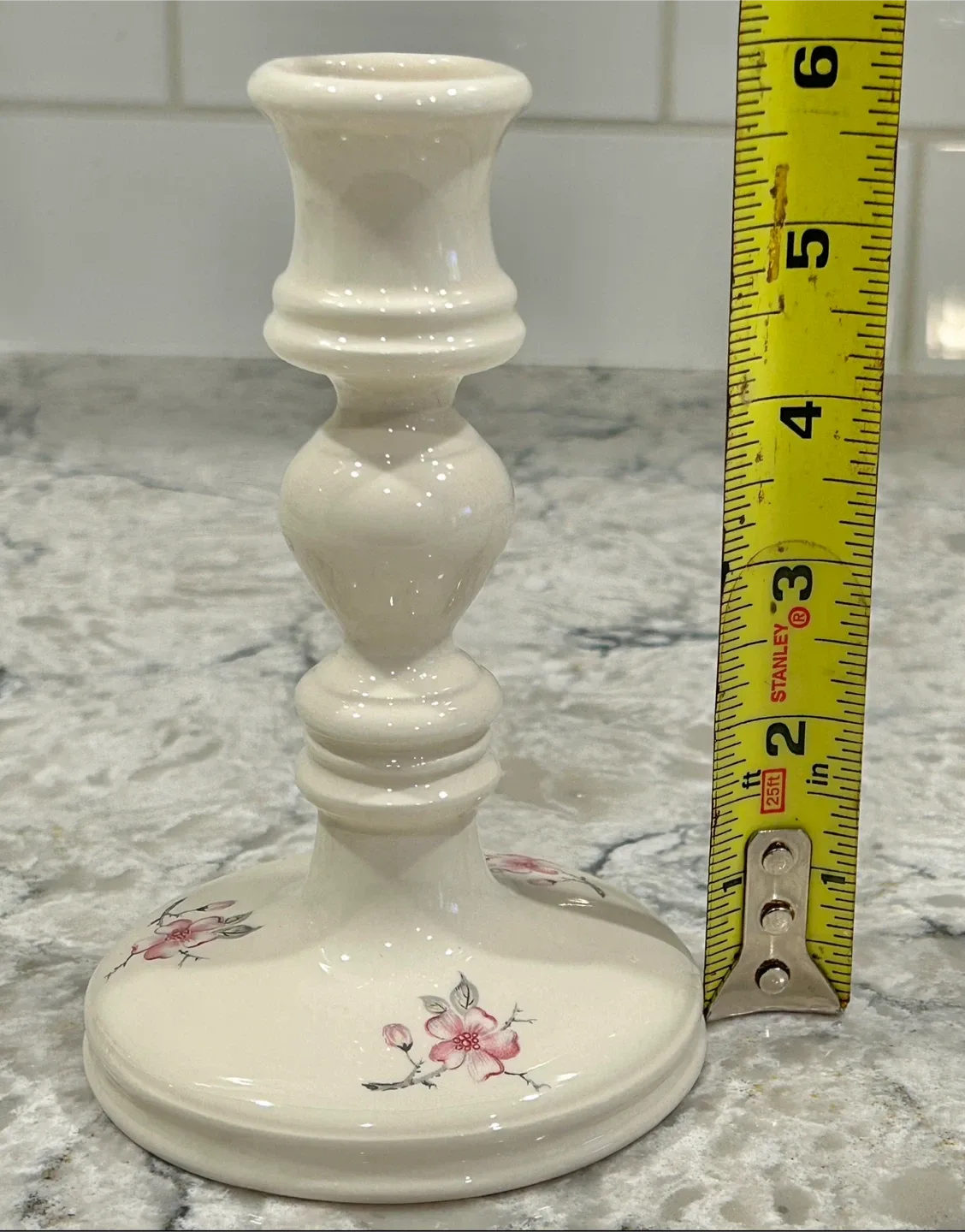 Vintage Floral Ceramic Candlestick Holder image indicator(3)