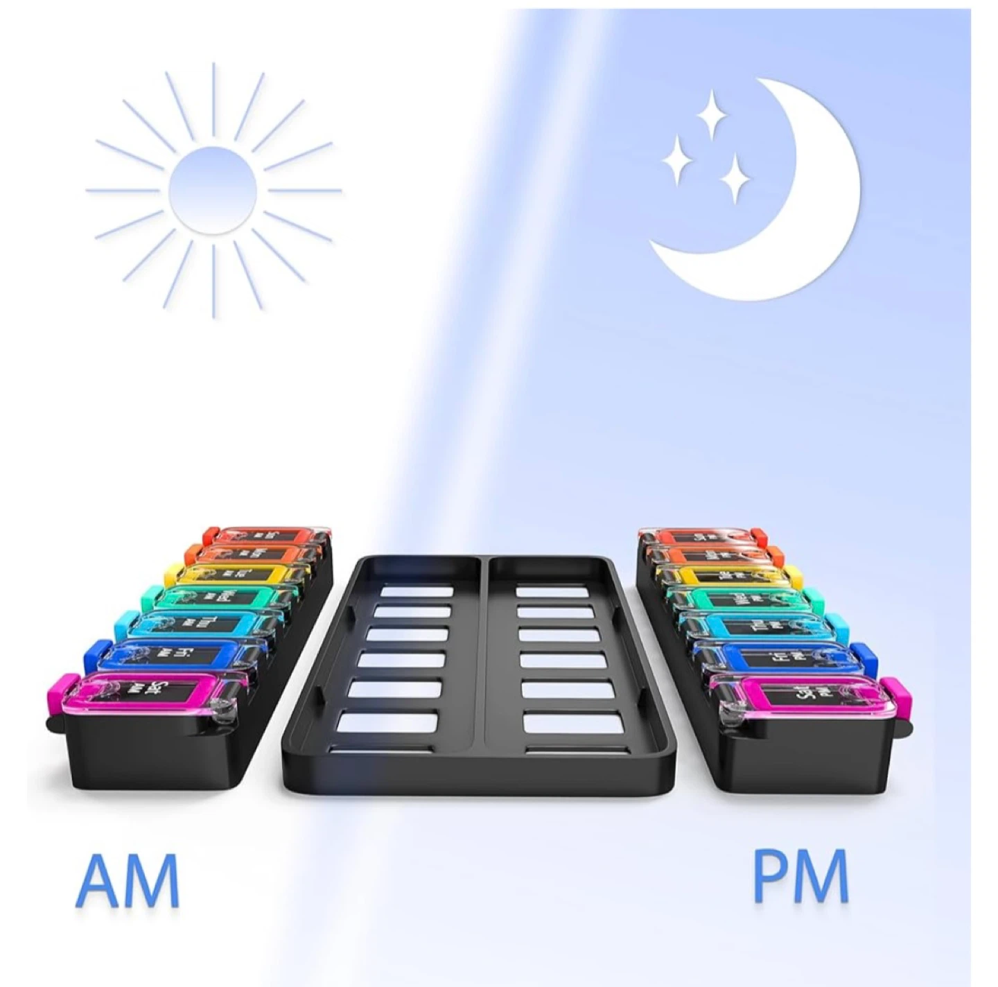 Weekly Pill Organizer - 2 Times A Day - Rainbow - photo 2