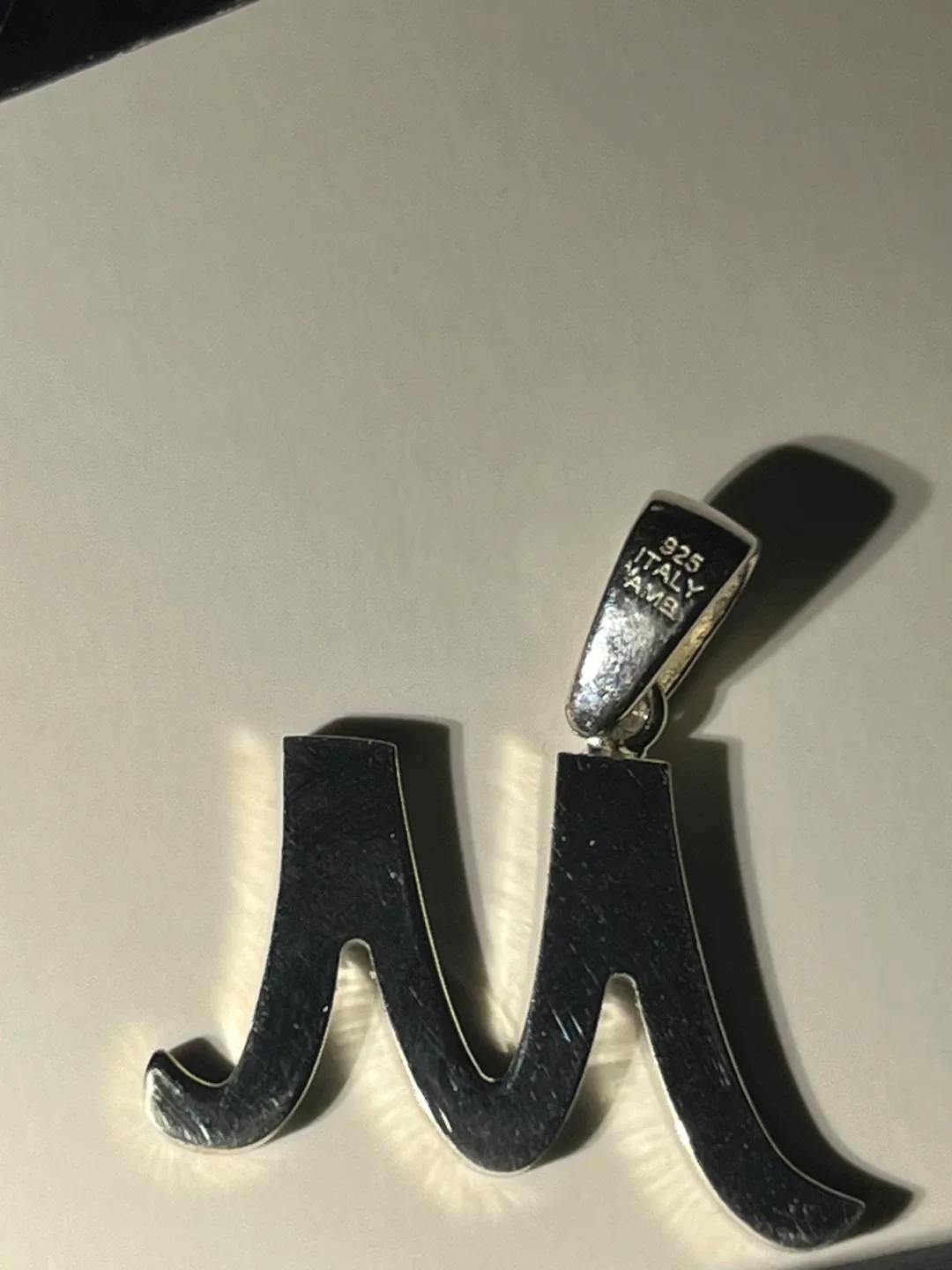 Amberta 925 Sterling Silver Initial M Pendant image indicator(2)